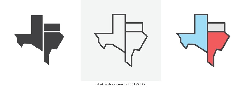 Texas icon collection in black and colored style.