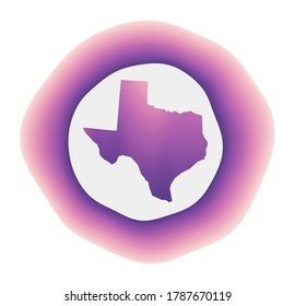 Texas icon. Colorful gradient logo of the US state. Purple red Texas rounded sign with map for your design. Vector illustration.