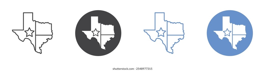 Conjunto de símbolos de linha plana do ícone do Texas.