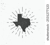 Texas icon with light rays. Vintage Texas map with stamp effect. Vector illustration