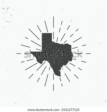 Texas icon with light rays. Vintage Texas map with stamp effect. Vector illustration