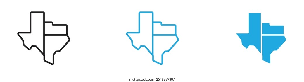 Ícone do Texas Contorno do conjunto de linhas de vetor