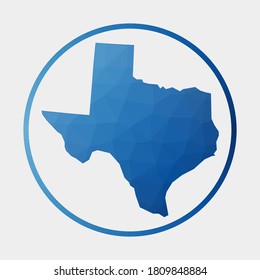 Icono de Texas. Mapa poligonal del estado de ee.uu. en anillo degradado. Signo de Tejas de poli bajo redondo. Ilustración vectorial.