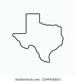 Conjunto de iconos de Texas en estilo de línea delgada negra.