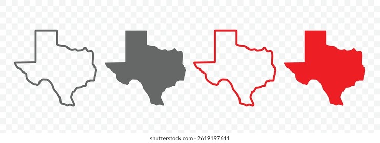 Texas icon set. USA states map silhouette, texas map America state map vector. Vector illustrator