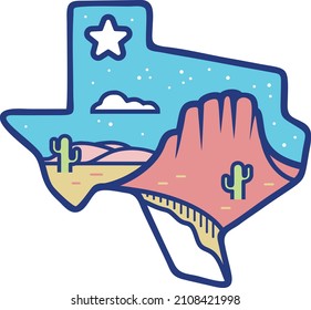 Texas-Symbol, Vektordesign für Postkarte, Aufkleber, Abzeichen, Logo oder T-Shirt