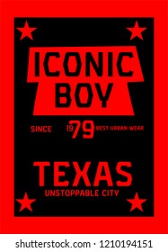 texas iconic boy,t-shirt design