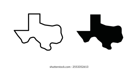 Iconos de Texas en estilo negro lleno y delineado