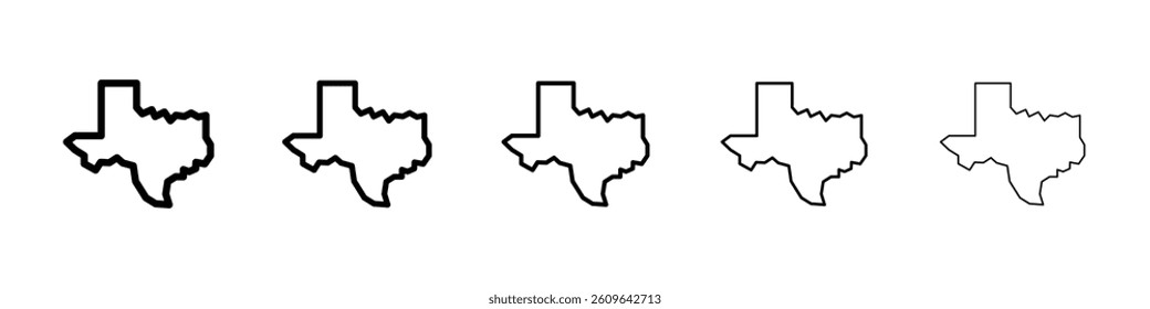 Texas icons vectors set in different stroke lines