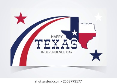 Texas Independence Day Banner. Happy Texas Independence Day March 2nd Background Template. Freedom Holiday Banner With Texas Flag Red and Blue Background for Website, Header, Cover, invitation card