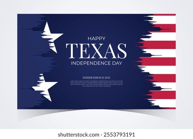 Texas Independence Day Banner. Happy Texas Independence Day March 2nd Background Template. Freedom Holiday Banner With Texas Flag Red and Blue Background for Website, Header, Cover, invitation card