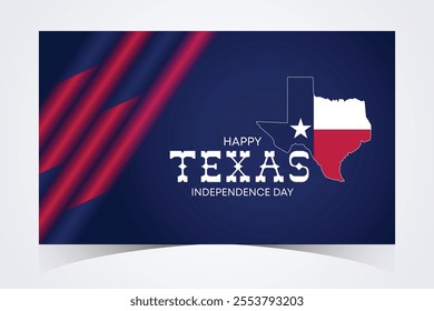 Texas Independence Day Banner. Happy Texas Independence Day March 2nd Background Template. Freedom Holiday Banner With Texas Flag Red and Blue Background for Website, Header, Cover, invitation card