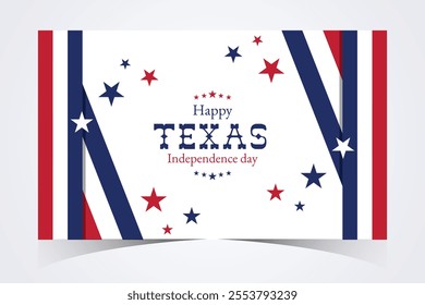 Texas Independence Day Banner. Happy Texas Independence Day March 2nd Background Template. Freedom Holiday Banner With Texas Flag Red and Blue Background for Website, Header, Cover, invitation card