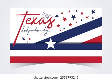 Texas Independence Day Banner. Happy Texas Independence Day March 2nd Background Template. Freedom Holiday Banner With Texas Flag Red and Blue Background for Website, Header, Cover, invitation card