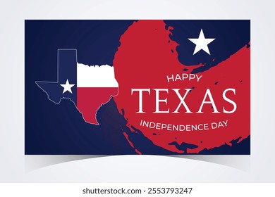 Texas Independence Day Banner. Happy Texas Independence Day March 2nd Background Template. Freedom Holiday Banner With Texas Flag Red and Blue Background for Website, Header, Cover, invitation card