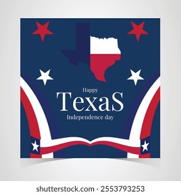 Texas Independence Day Banner. Happy Texas Independence Day March 2nd Background Template. Freedom Holiday Banner With Texas Flag Red and Blue Background for Website, Header, Cover, invitation card