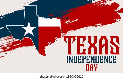 Texas Independence Day is the celebration of the adoption of the Texas Declaration of Independence on March 2, 1836. Lone Star Flag.Design for poster, card, banner, background. Vector.