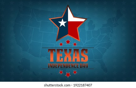 La fête de l'indépendance du Texas est la célébration de l'adoption de la Déclaration d'indépendance du Texas le 2 mars 1836. Drapeau Étoile Solitaire.Conception pour affiche, carte, bannière, arrière-plan. Image vectorielle.
