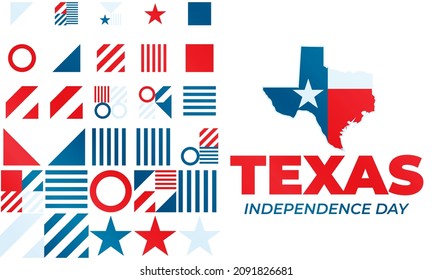 Texas Independence Day Is The Celebration Of The Adoption Of The Texas Declaration Of Independence On March 2, 1836. Lone Star Flag.Design For Poster, Card, Banner, Background. Vector.