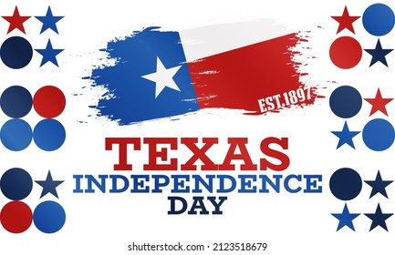 Texas Independence Day Is The Celebration Of The Adoption Of The Texas Declaration Of Independence On March 2, 1836. Lone Star Flag.Design For Poster, Card, Banner, Background. Vector.