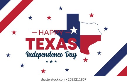 Texas Independence Day. Texas flag.Texas Independence Day lettering card