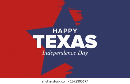 Texas Independence Day. Freedom holiday in Unites States, celebrated annual in March. Lone star flag. Texas flag. Patriotic sign and elements. Poster, card, banner and background. Vector illustration