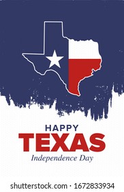 Texas Independence Day. Freedom holiday in Unites States, celebrated annual in March. Lone star flag. Texas flag. Patriotic sign and elements. Poster, card, banner and background. Vector illustration