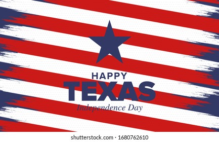 Fête de l'Indépendance du Texas. Fête de la liberté aux Etats-Unis, célébrée chaque année en mars. Le drapeau d'étoile solitaire. Drapeau du Texas. Signe patriotique et éléments. Affiche, carte, bannière et arrière-plan. Illustration vectorielle