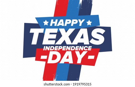 Texas Independence Day. Freedom holiday in Unites States, celebrated annual in March. Lone star flag. Texas flag. Patriotic sign and elements. Poster, card, banner and background. Vector illustration