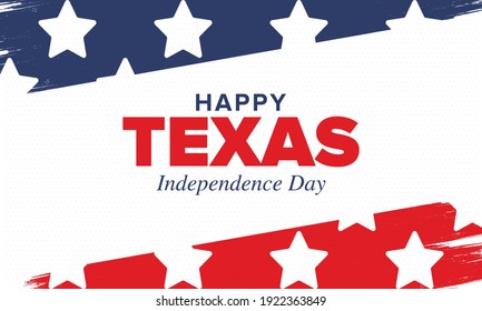 Texas Independence Day. Freedom holiday in Unites States, celebrated annual in March. Lone star flag. Texas flag. Patriotic sign and elements. Poster, card, banner and background. Vector illustration