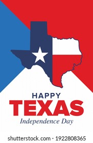 Texas Independence Day. Freedom holiday in Unites States, celebrated annual in March. Lone star flag. Texas flag. Patriotic sign and elements. Poster, card, banner and background. Vector illustration