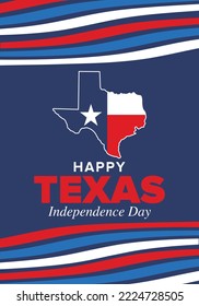 Texas Independence Day. Freedom holiday in Unites States, celebrated annual in March. Lone star flag. Texas flag. Patriotic sign and elements. Poster, card, banner and background. Vector illustration