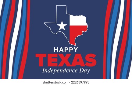 Texas Independence Day. Freedom holiday in Unites States, celebrated annual in March. Lone star flag. Texas flag. Patriotic sign and elements. Poster, card, banner and background. Vector illustration