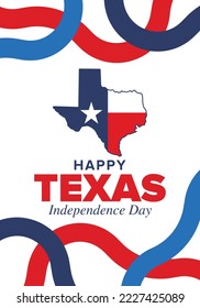 Texas Independence Day. Freedom holiday in Unites States, celebrated annual in March. Lone star flag. Texas flag. Patriotic sign and elements. Poster, card, banner and background. Vector illustration