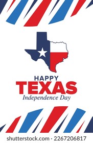 Texas Independence Day. Freedom holiday in Unites States, celebrated annual in March. Lone star flag. Texas flag. Patriotic sign and elements. Poster, card, banner and background. Vector illustration