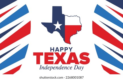 Texas Independence Day. Freedom holiday in Unites States, celebrated annual in March. Lone star flag. Texas flag. Patriotic sign and elements. Poster, card, banner and background. Vector illustration