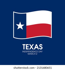 Texas Independence Day Vector. Waving Texas Flag Icon Vector Isolated On A Blue Background. March 2, Important Day