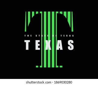 Ilustración gráfica vectorial de letras de Texas, ropa creativa, adecuada para el diseño de camisetas, ropa, patatas, productos de impresión, etc.