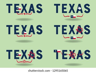 Texas logo concept design with small map and flag, vector eps 10