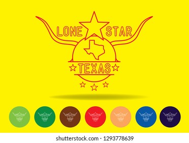 Texas Logo concept with nickname Lone Star, and map. Vector EPS 10.