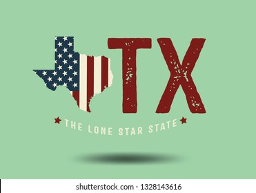 Texas Logo concept with nickname The Lone Star State, Vintage Style, Vector EPS 10.