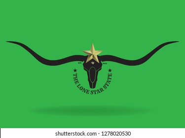 Texas Logo concept with state nickname The Lone Star State, star, map and longhorn, Vector EPS 10.