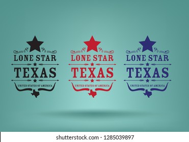 Texas logo design concept with nickname Lone Star, Star and Small map. Vector EPS 10.