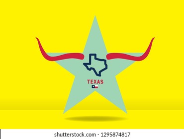 Texas Logo design concept with small map and star, vector eps 10.
