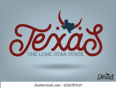 Texas logo design concept, with star and map,Nickname state The Lone Star State, Vector EPS 10.