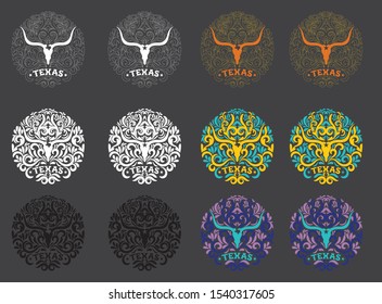 Texas Logo Design With Longhorn Concept, Vector Eps