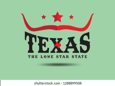 Texas logo design with Nickname The Lone Star State and Small Map, Vector EPS 10.