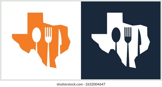 texas logo with food, fork, knife, spoon vector