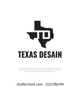 Texas logo initials TD, texas map, texas icon, texas symbol, vector logo, design template