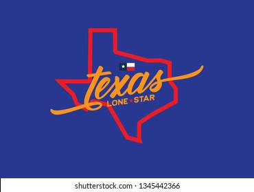 Texas Lone Star with Map logo design concept, Vector EPS 10